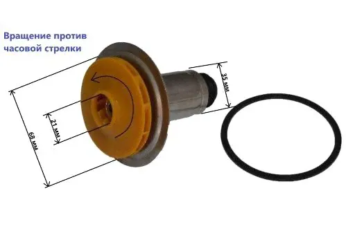 Ротор циркуляционного насоса Wilo 12/6 15/60 (втулка 40мм, колесо 68/21мм) против часовой
