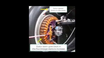 Flux linkage between stator winding and rotor// Stator winding and rotor.